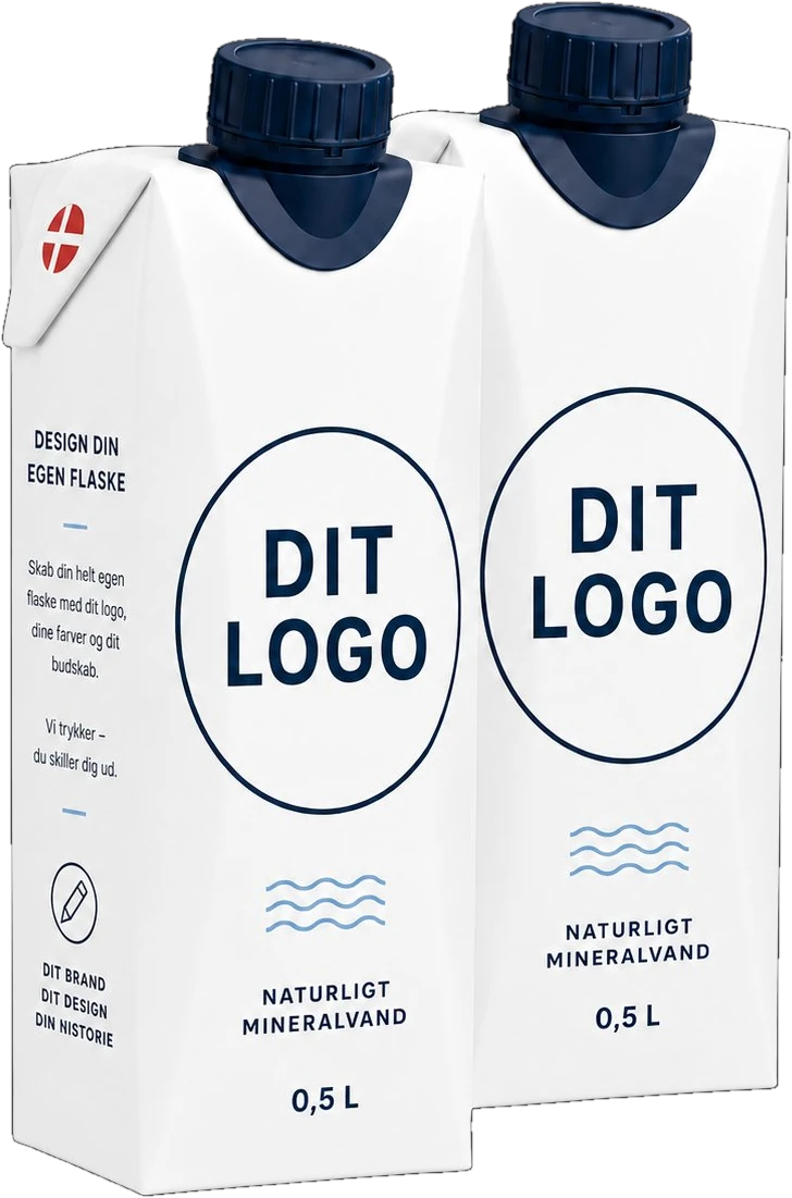Naturligt mineralvand i karton med dit eget logo — design din egen flaske