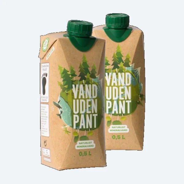 Vand uden pant 0,5L papkarton — firmavand og kildevand uden pant