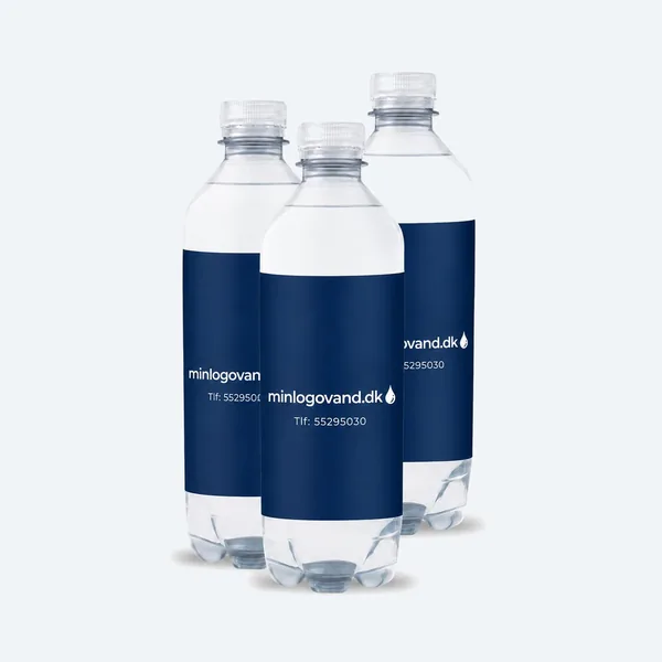 Logovand Plastflaske 0,5L med firmalogo — reklamevand på plastflaske